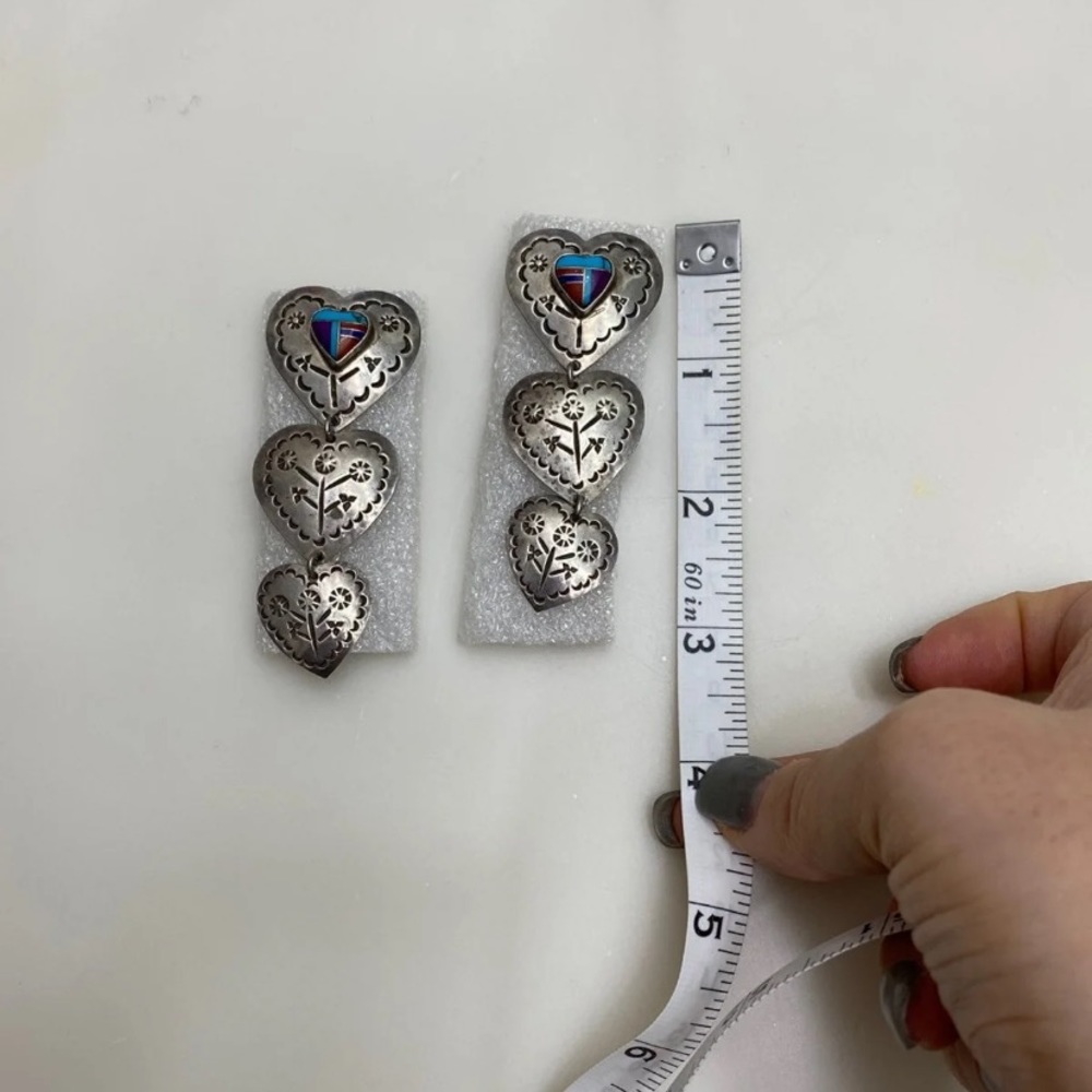Sterling Silver Turquoise Statement Earrings - Picture 3 of 8